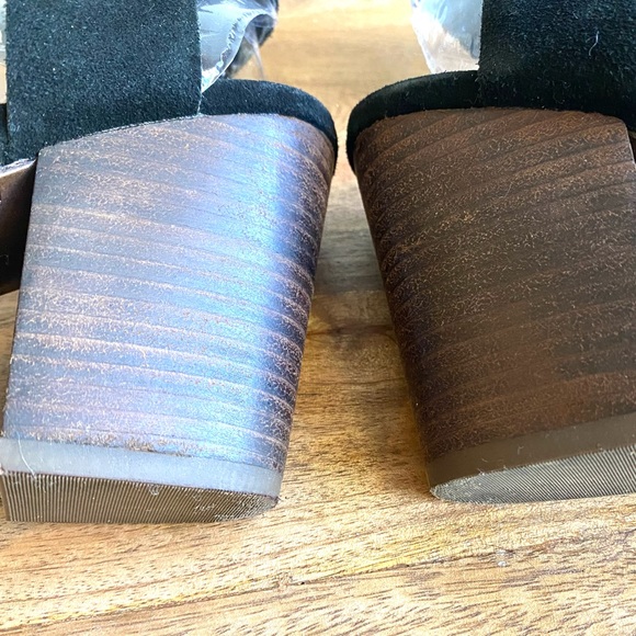 Lucky Brand Odonnah black suede laser cut out ankle strap block heels Size 7 - Picture 8 of 10